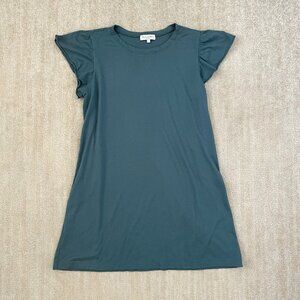 Michael Stars Cotton Ruffle Sleeve Tee Shirt Mini Dress L